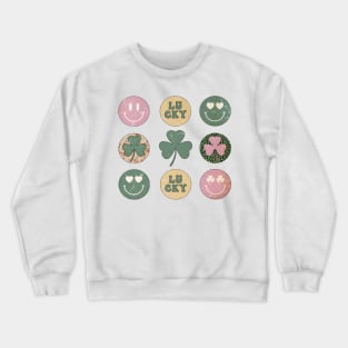 Retro St. Patrick's Day, Clover, Hearts Retro Groovy Crewneck Sweatshirt